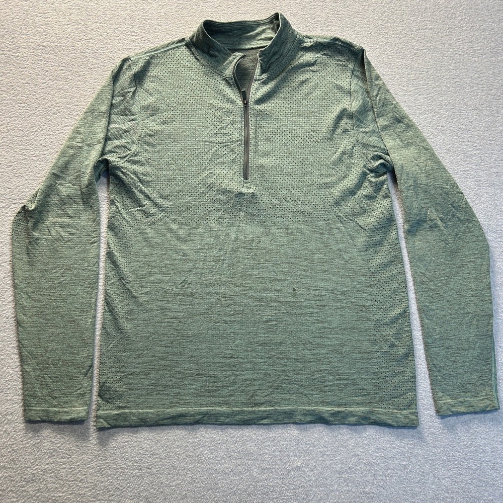 Lululemon Pullover Mens Medium Heather Olive Green 1/4 Zip Performance Mesh Top